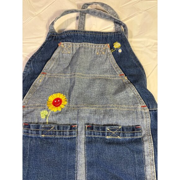 KHQ Denim Overall Jean Dress Floral Accents Girls Size 6X Vintage 6 - Picture 2 of 4